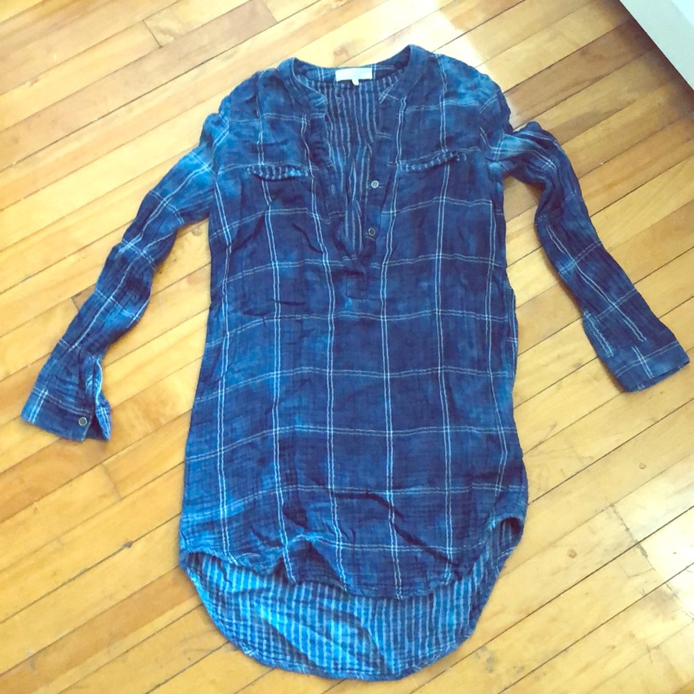 Cotton tunic with roll up sleeves